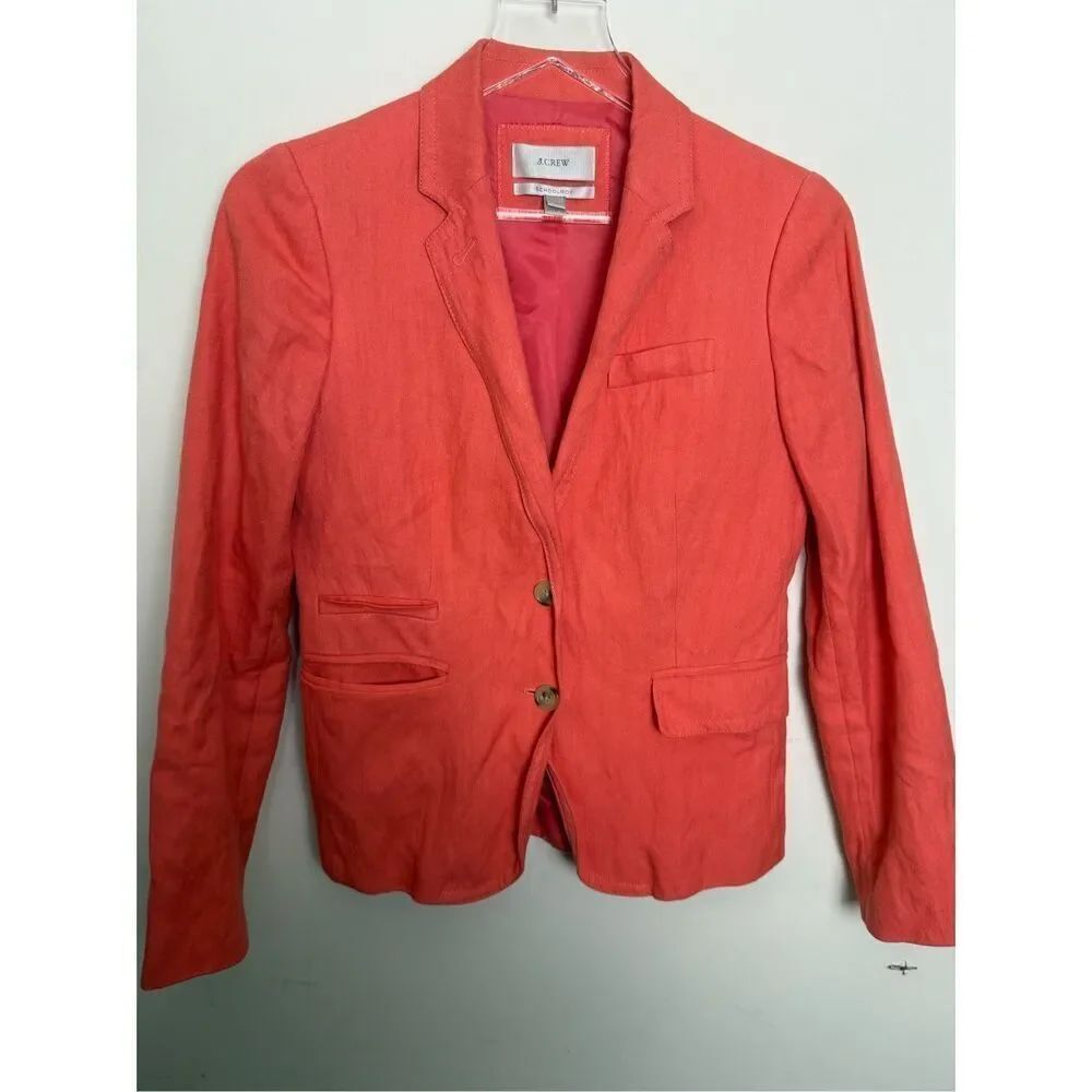 J. Crew Schoolboy Single Breasted Blazer Jacket Preppy Career Coral Orange 0